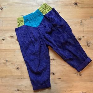 brummi size 92 (2T) wide wale corduroy pull up pants purple and blue NWOT
